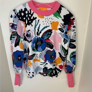 WISPR by Brodie Floral Cotton Silk Blend Sweater Size XS